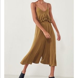 Silence +Noise Callista Cupro Ruffle Jumpsuit Sz S